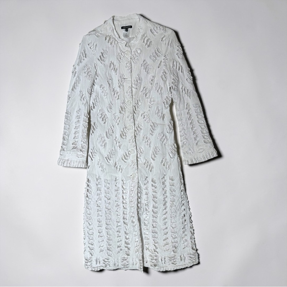 Samuel Dong White Button Up Lace Eyelet Tunic Size S Women’s - Picture 5 of 7